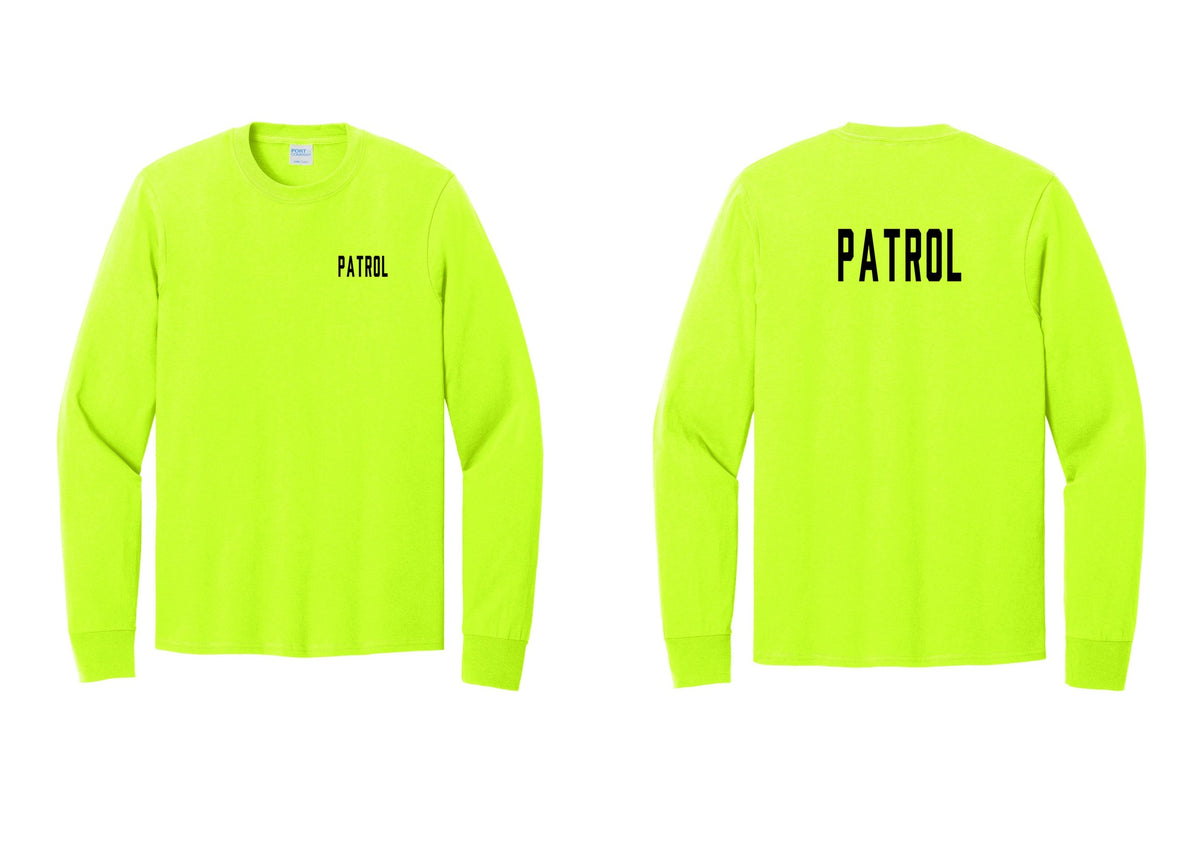 NYC Factory Patrol Cotton Long Sleeve T-Shirt (Classic) - Chest + Back - Safety Green