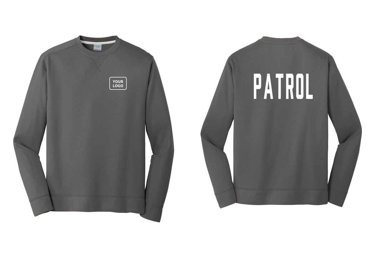 NYC Factory Custom Logo Patrol Performance Fleece Crewneck Sweatshirt (Classic) - Your Logo + Back - Charcoal