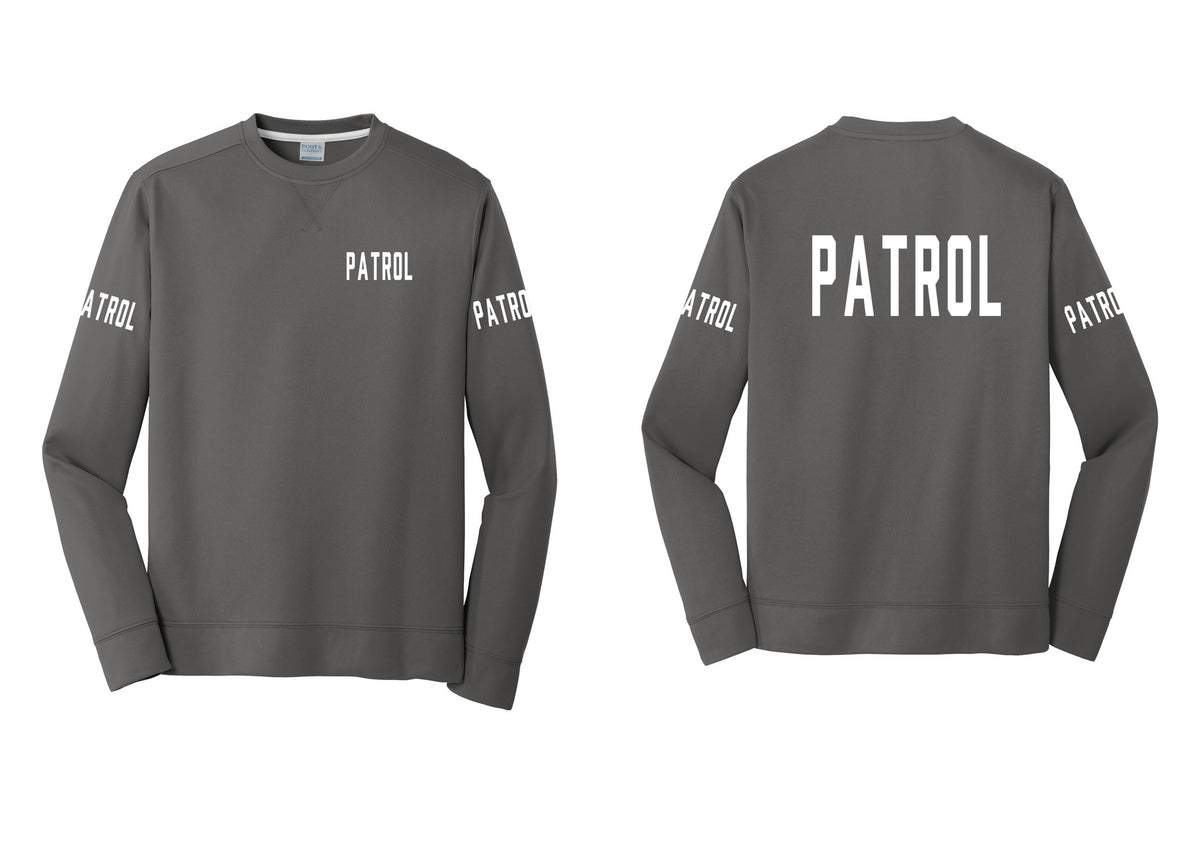 NYC Factory Patrol Performance Fleece Crewneck Sweatshirt (Classic) - Chest + Back + Patrol Sleeves - Charcoal