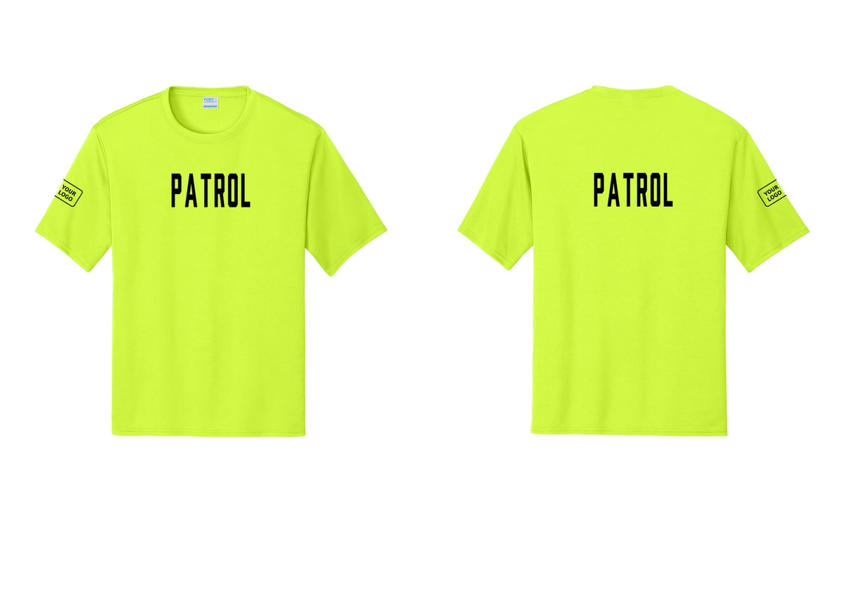 NYC Factory Custom Logo Patrol Performance T-Shirt (Classic) - Front + Back + Your Logo Sleeve - Neon Yellow