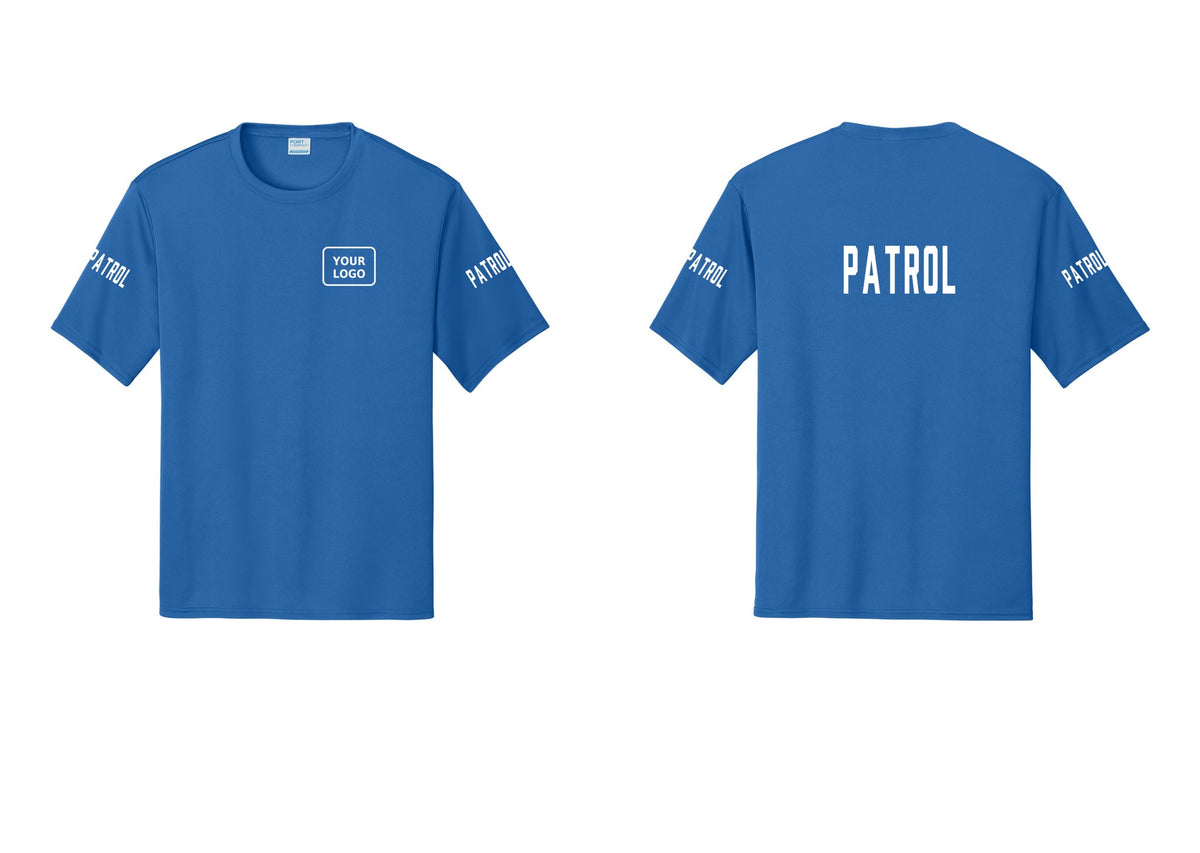 NYC Factory Custom Logo Patrol Performance T-Shirt (Classic) - Your Logo + Back + Patrol Sleeves - Royal