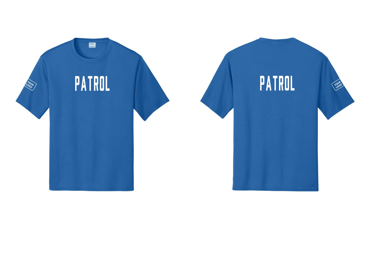 NYC Factory Custom Logo Patrol Performance T-Shirt (Classic) - Front + Back + Your Logo Sleeve - Royal