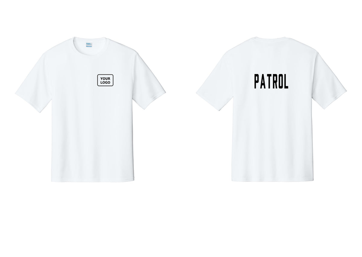 NYC Factory Custom Logo Patrol Performance T-Shirt (Classic) - Your Logo + Back - White