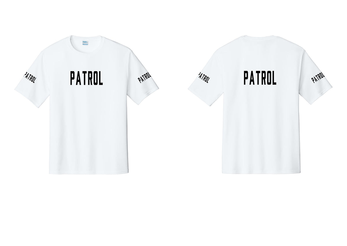 NYC Factory Patrol Performance T-Shirt (Classic) - Front + Back + Patrol Sleeves - White