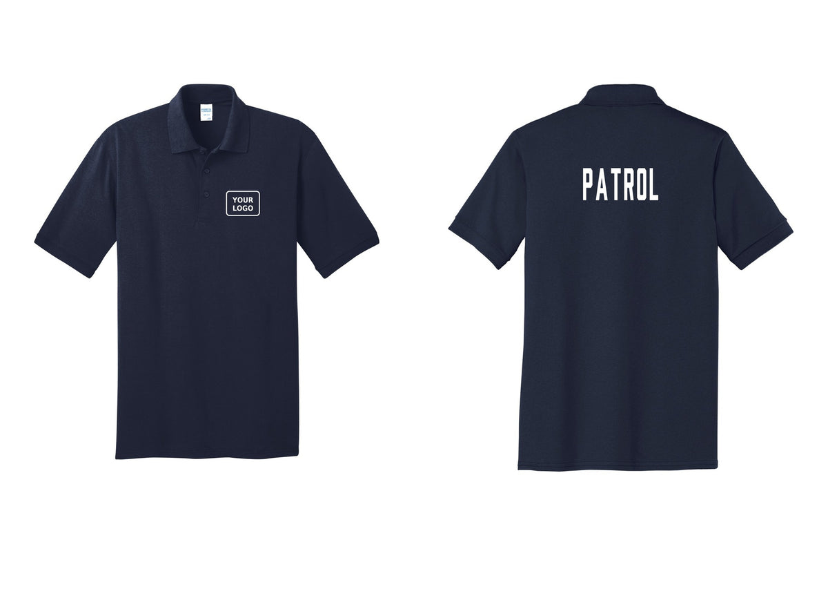 NYC Factory Custom Logo Patrol Polo Shirt (Classic) - Your Logo + Back - Navy