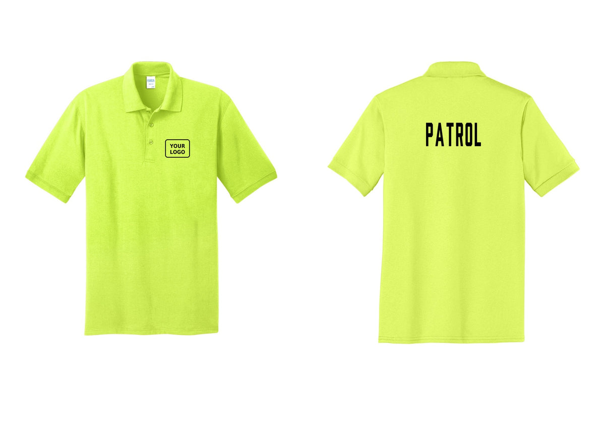 NYC Factory Custom Logo Patrol Polo Shirt (Classic) - Your Logo + Back - Safety Green