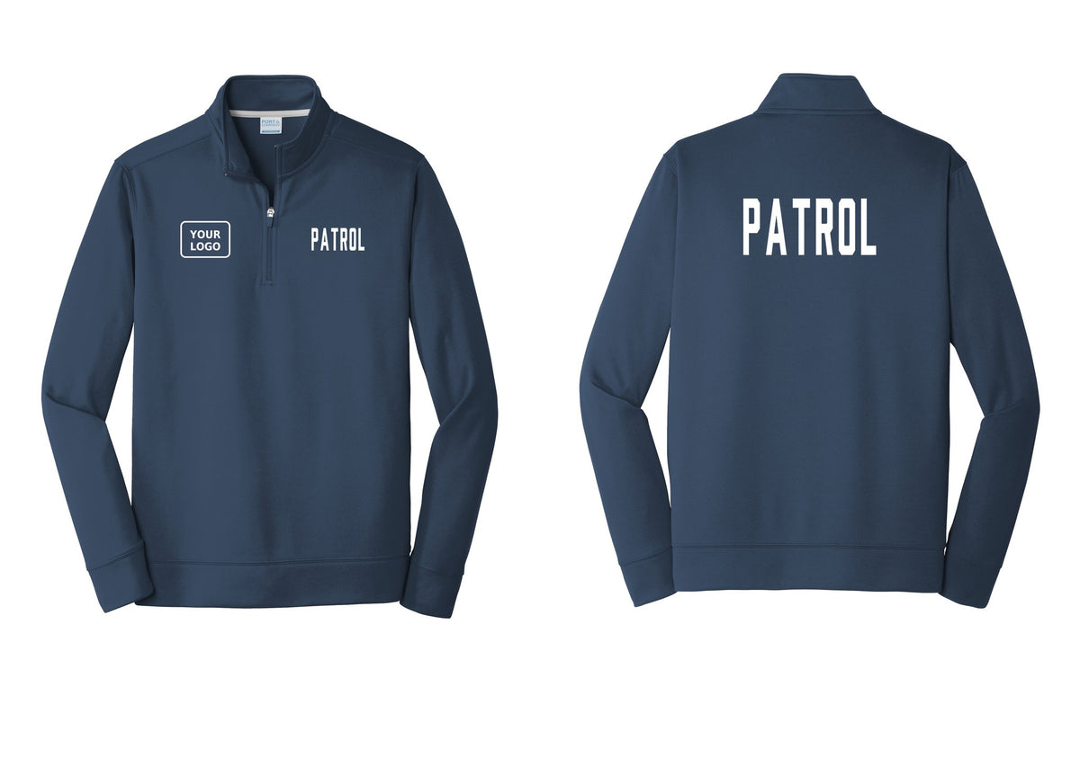 NYC Factory Custom Logo Patrol Performance Fleece 1/4-Zip Pullover Sweatshirt (Classic) - PATROL + Your Logo + Back - Navy