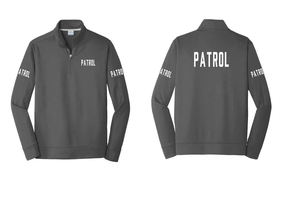 NYC Factory Patrol Performance Fleece 1/4-Zip Pullover Sweatshirt (Classic) - Chest + Back + Patrol Sleeves - Charcoal
