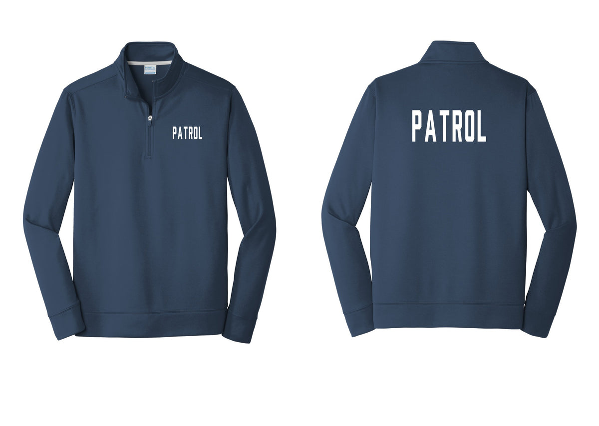 NYC Factory Patrol Performance Fleece 1/4-Zip Pullover Sweatshirt (Classic) - Chest + Back - Navy
