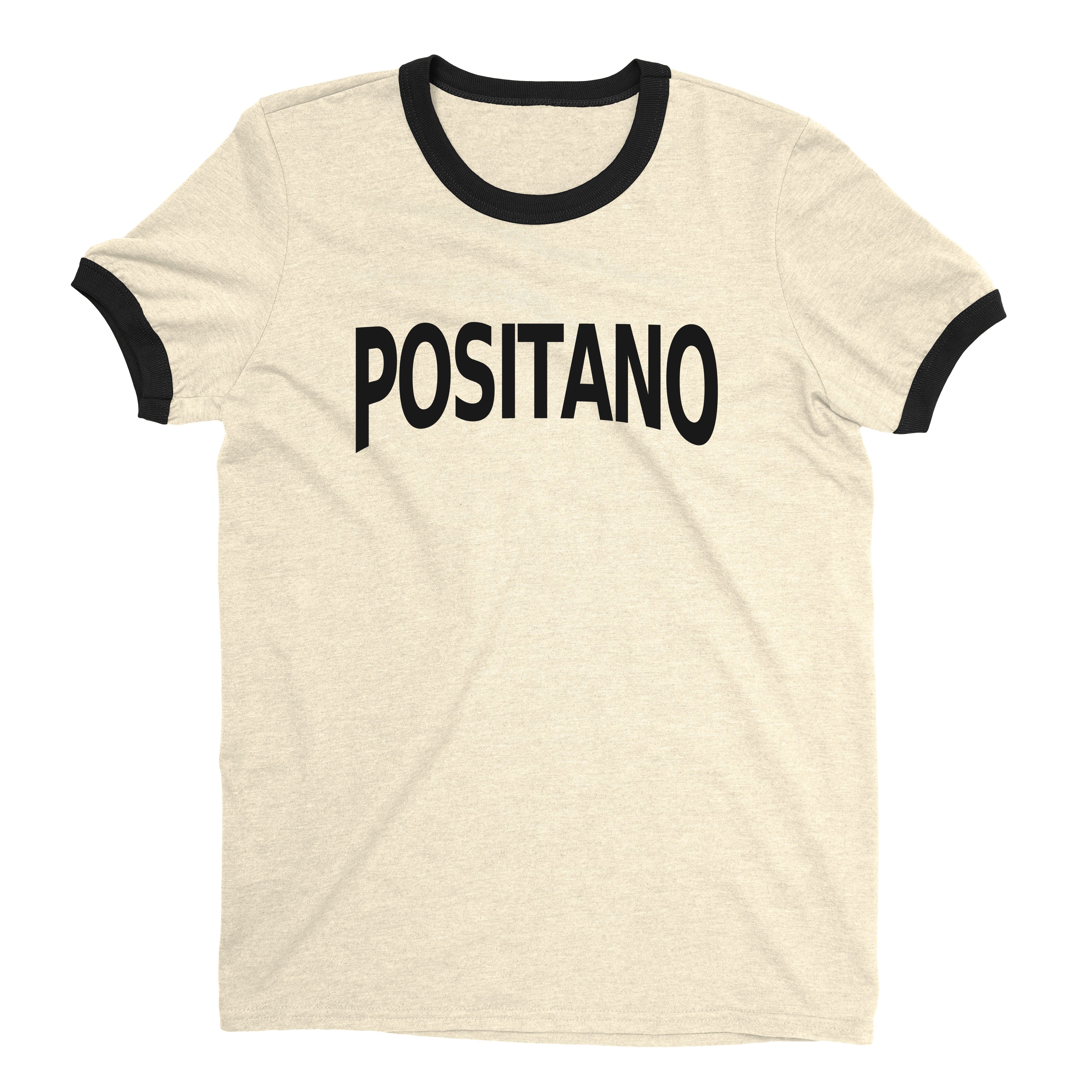 Positano Amalfi Ringer Tee Retro Style Men's T-Shirt - NYC Factory - Natural