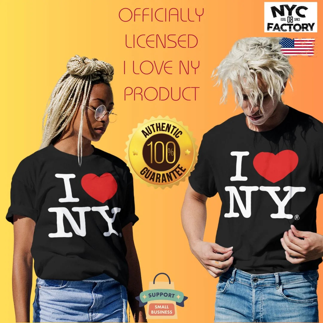 Men's I Love NY Officially Licensed Adult Unisex Tees (Black)