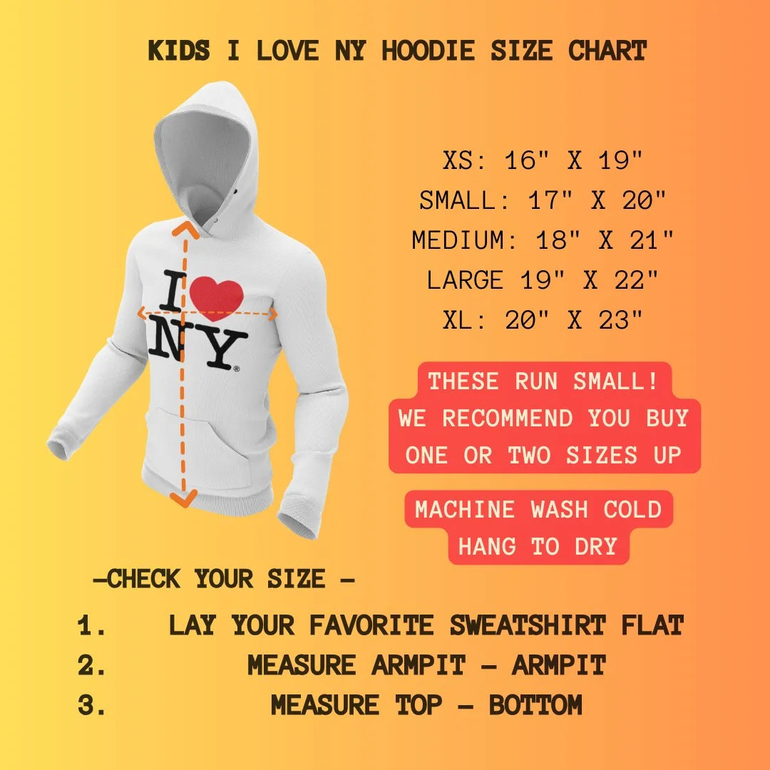 I Love NY Kids Hoodie Sweatshirt Officially Licensed (Youth, White)