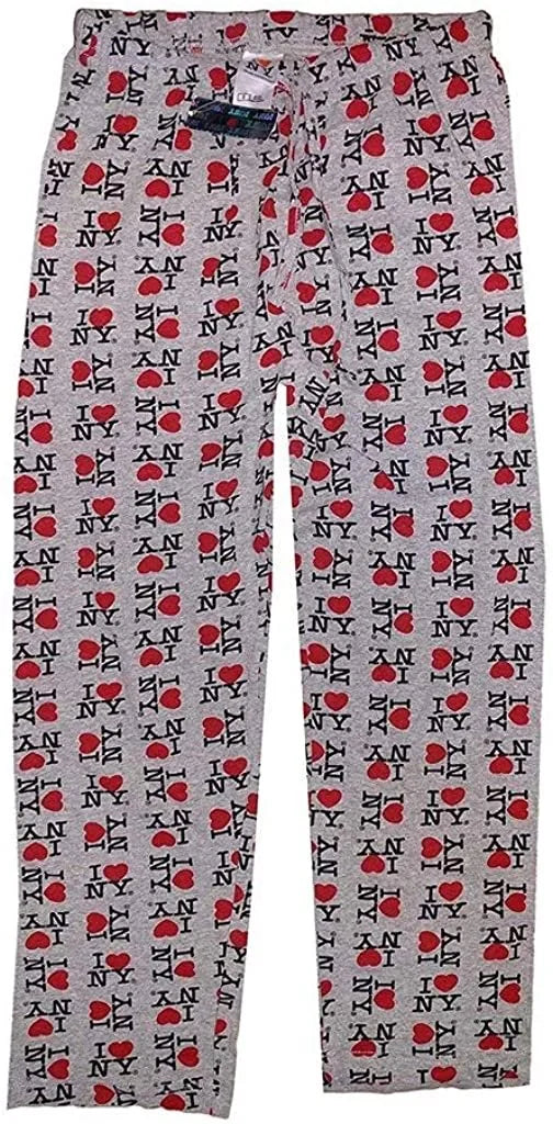I Love NY Lounge Pants Pajama Bottoms (Gray, Adult Unisex)