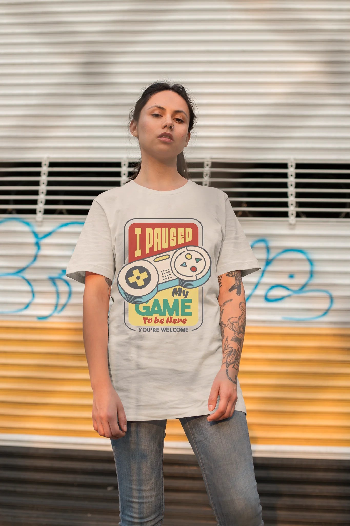 I paused my game.. Custom T-Shirt Natural