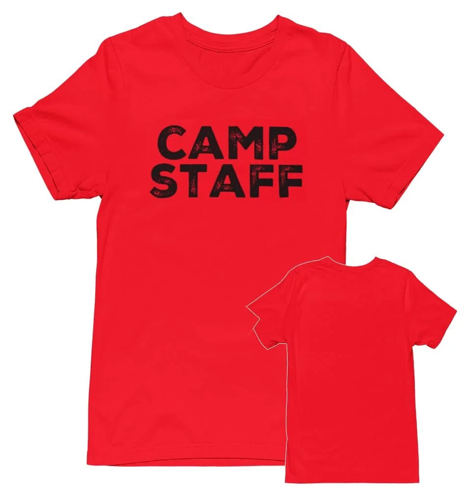 CAMP Staff T-Shirt Summer Counselor Rustic Design Cotton Tee (Front Print Only)