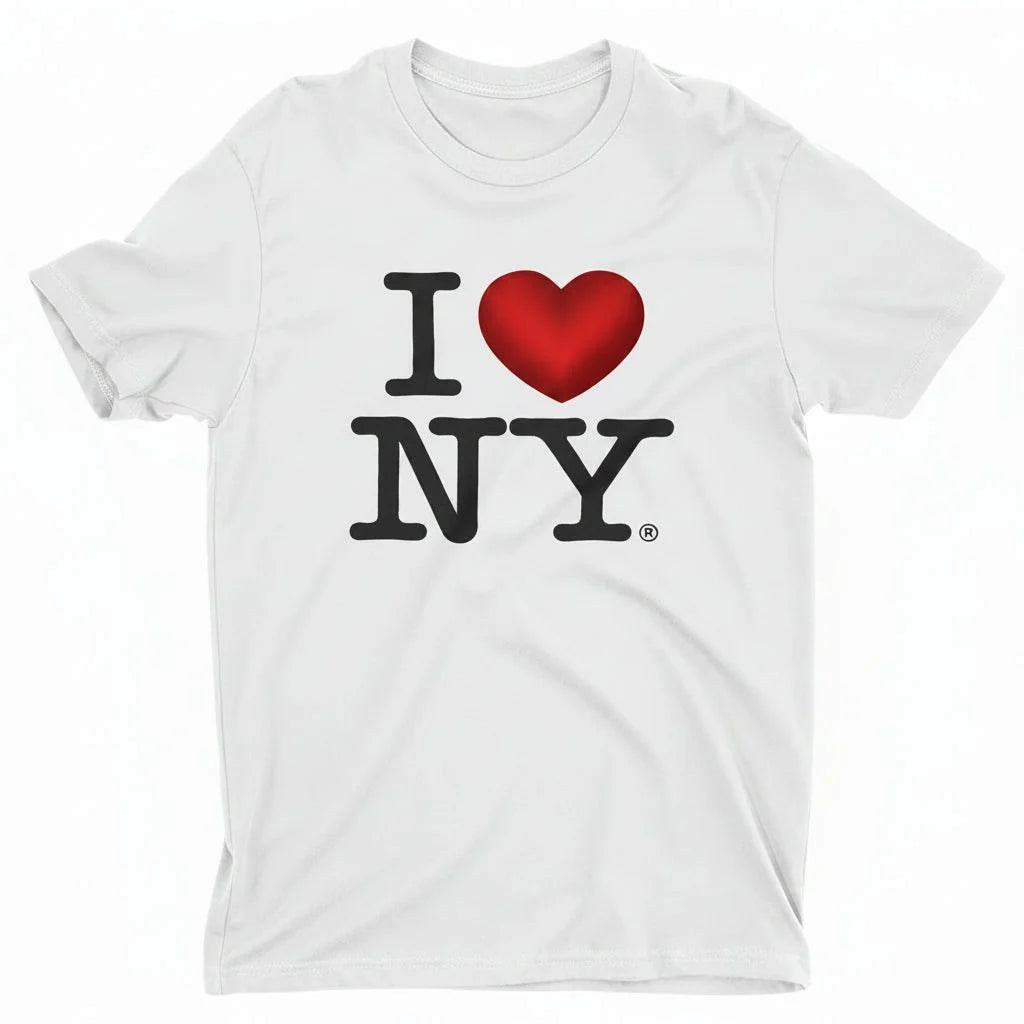 I Love NY Kids Shimmer Heart T-Shirt Officially Licensed Unisex Tees (Youth, White)