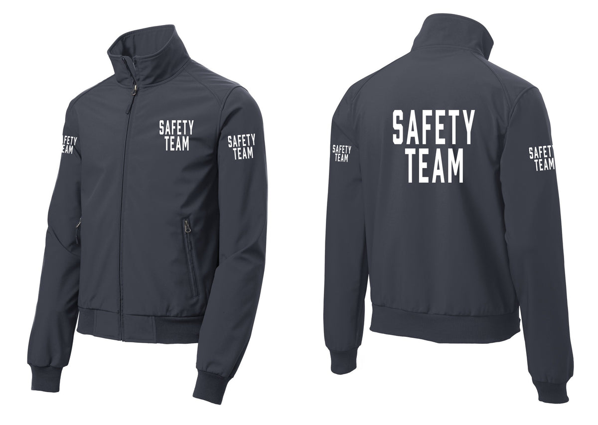 NYC Factory Safety Team Soft Shell Bomber Jacket (Classic) - Chest + Back + Safety Team Sleeves - Battleship Grey