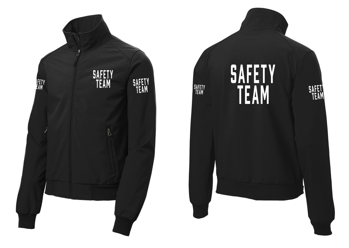 NYC Factory Safety Team Soft Shell Bomber Jacket (Classic) - Chest + Back + Safety Team Sleeves - Black