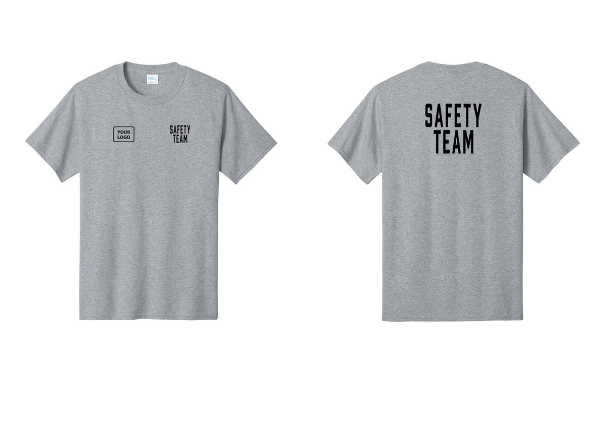 NYC Factory Custom Logo Safety Team T-Shirt for Events, Venues & Volunteers (Classic) - SAFETY TEAM + Your Logo + Back - Athletic Heather