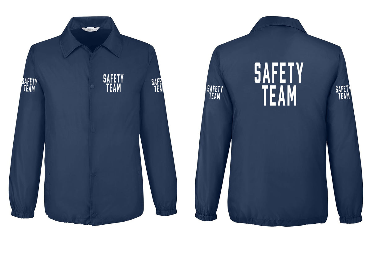 NYC Factory Safety Team Snap-Front Coaches Jacket (Classic) - Chest + Back + Safety Team Sleeves - Sport Dark Navy