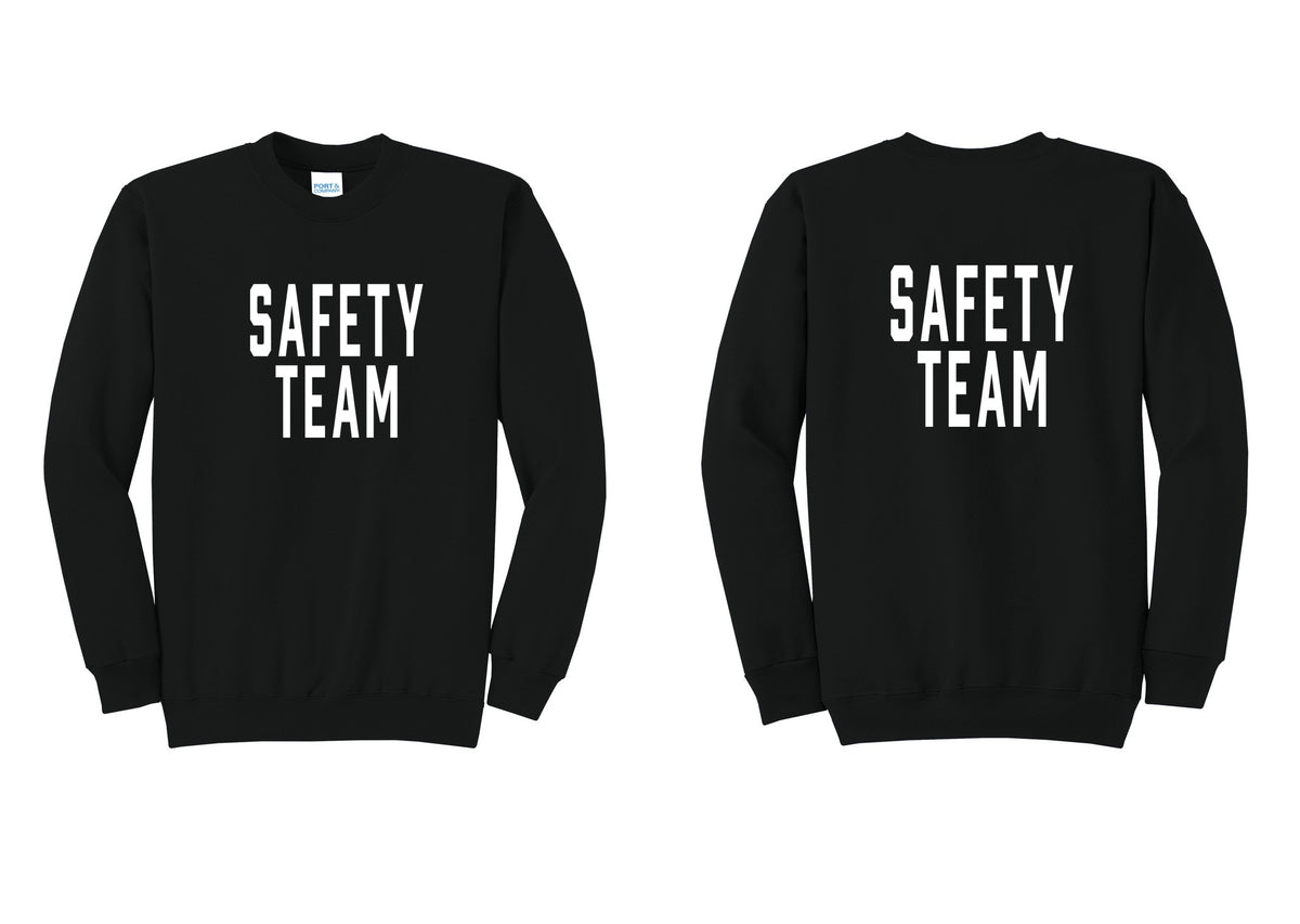 NYC Factory Safety Team Cotton Fleece Crewneck Sweatshirt (Classic) - Front + Back - Black