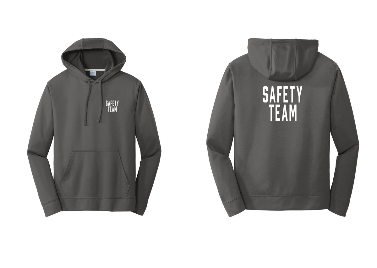 NYC Factory Safety Team Performance Hooded Fleece Pullover Sweatshirt (Classic) - Chest + Back - Charcoal