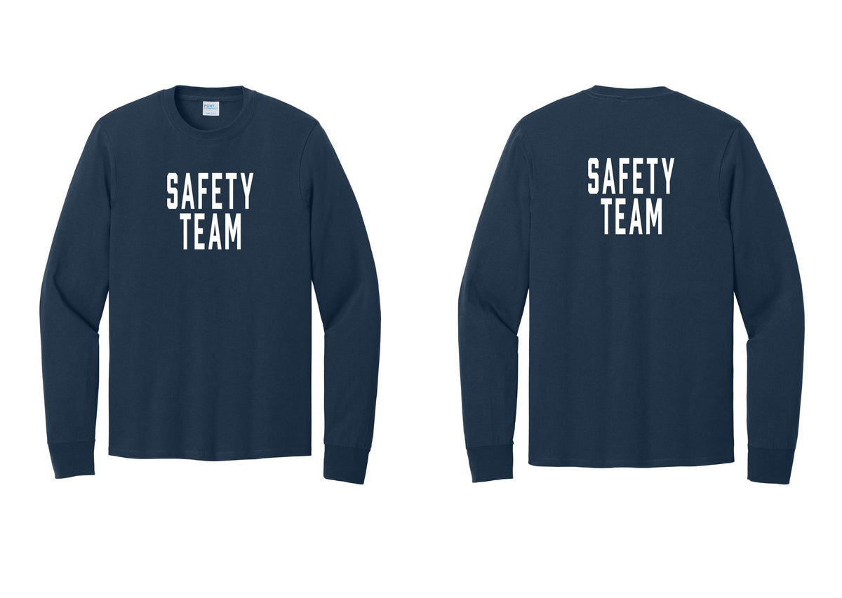 NYC Factory Safety Team Cotton Long Sleeve T-Shirt (Classic) - Front + Back - Navy