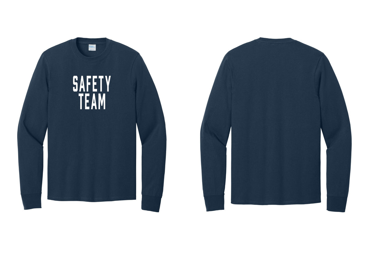 NYC Factory Safety Team Cotton Long Sleeve T-Shirt (Classic) - Front Only - Navy