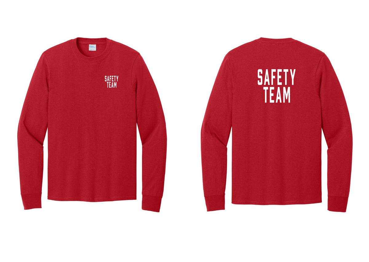 NYC Factory Safety Team Cotton Long Sleeve T-Shirt (Classic) - Chest + Back - Red