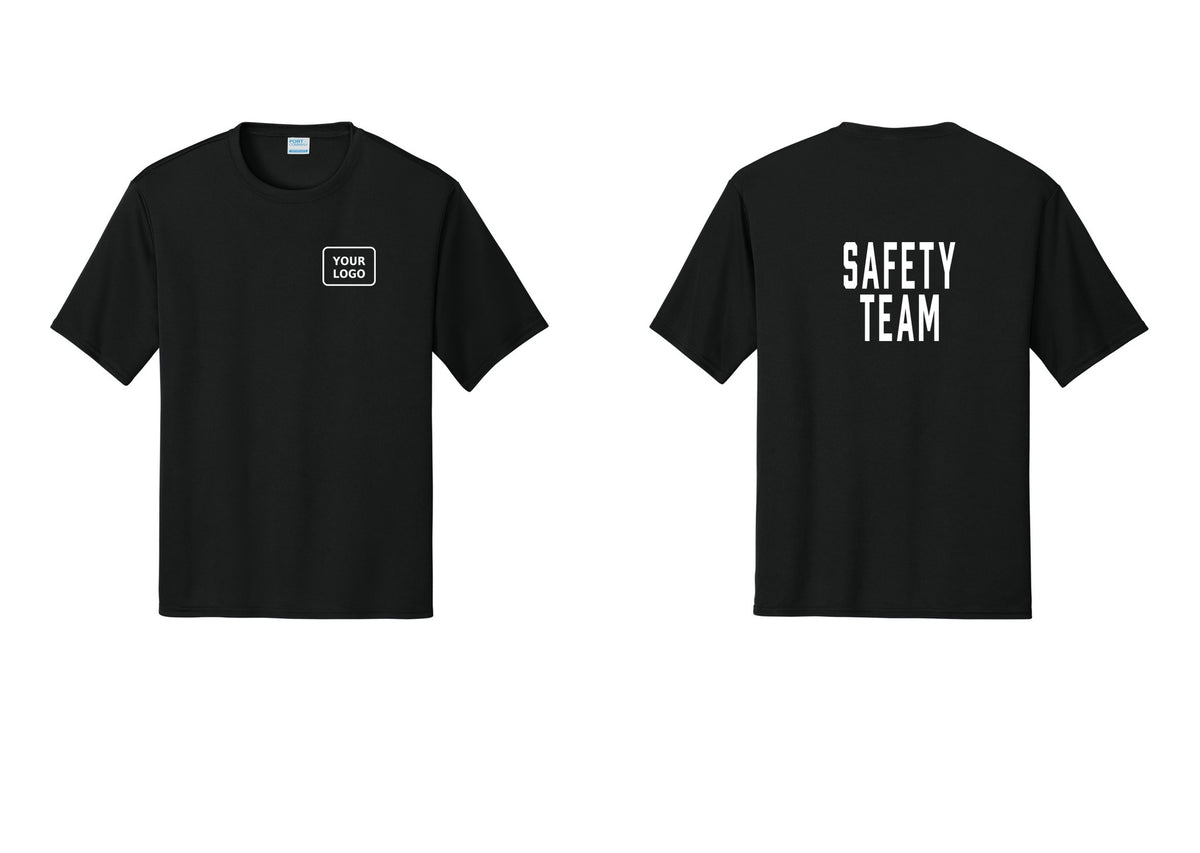 NYC Factory Custom Logo Safety Team Performance T-Shirt (Classic) - Your Logo + Back - Black