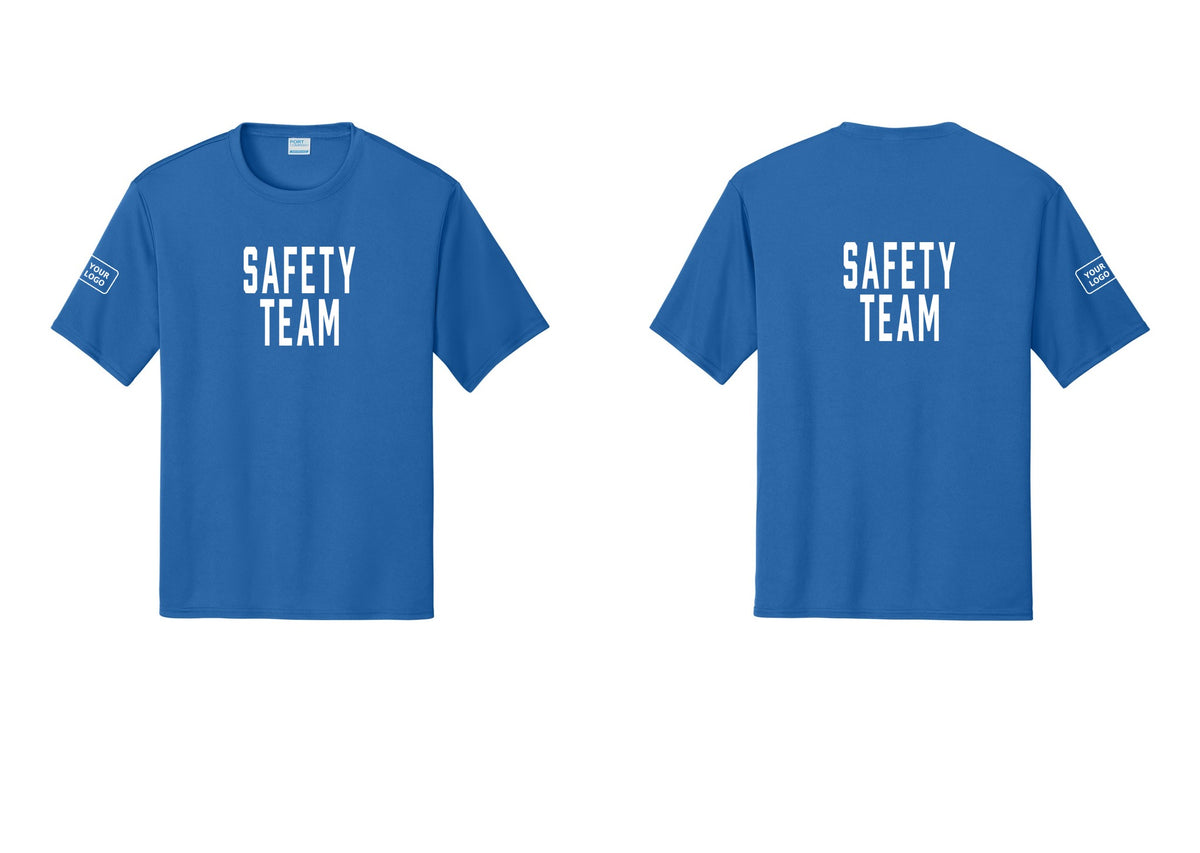 NYC Factory Custom Logo Safety Team Performance T-Shirt (Classic) - Front + Back + Your Logo Sleeve - Royal
