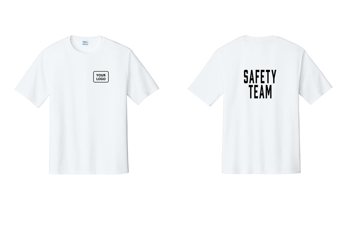 NYC Factory Custom Logo Safety Team Performance T-Shirt (Classic) - Your Logo + Back - White