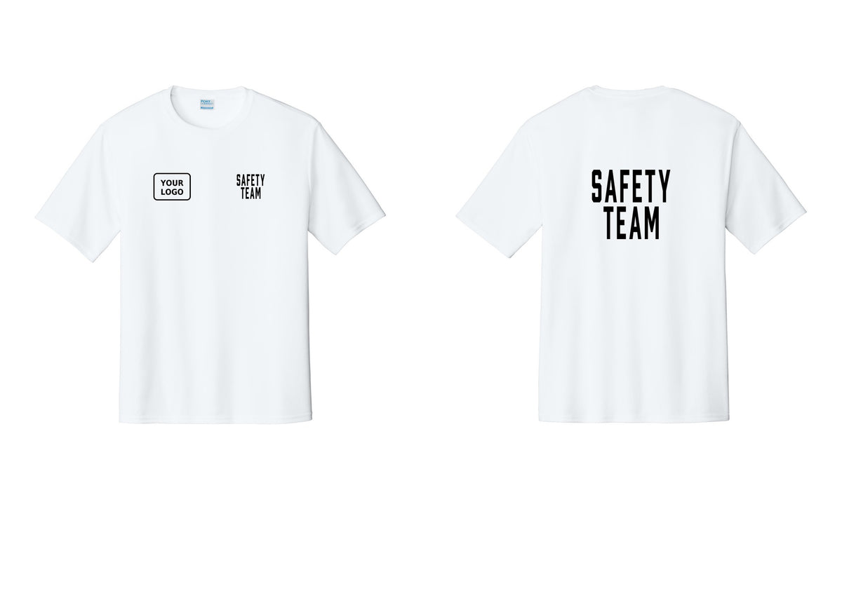 NYC Factory Custom Logo Safety Team Performance T-Shirt (Classic) - SAFETY TEAM + Your Logo + Back - White