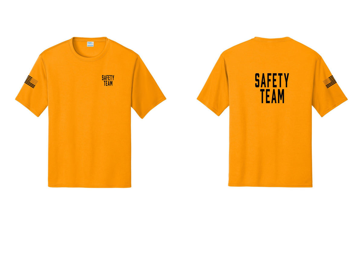 NYC Factory Safety Team Performance T-Shirt (Classic) - Chest + Back + US Flag Sleeve - Gold
