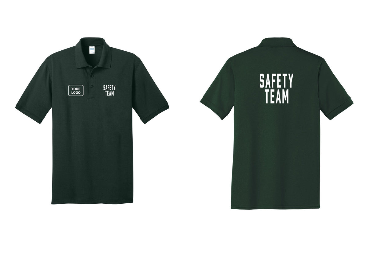 NYC Factory Custom Logo Safety Team Polo Shirt (Classic) - SAFETY TEAM + Your Logo + Back - Dark Green