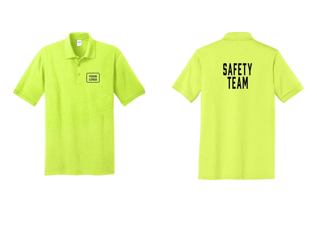 NYC Factory Custom Logo Safety Team Polo Shirt (Classic) - Your Logo + Back - Safety Green