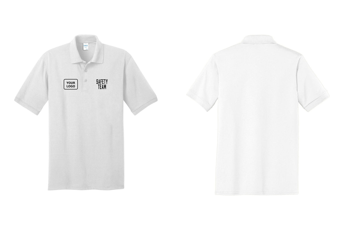 NYC Factory Custom Logo Safety Team Polo Shirt (Classic) - SAFETY TEAM + Your Logo - White