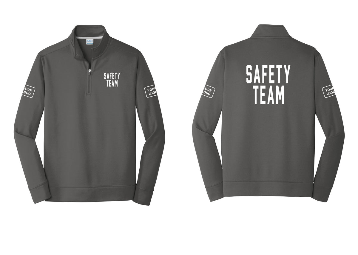 NYC Factory Custom Logo Safety Team Performance Fleece 1/4-Zip Pullover Sweatshirt (Classic) - Chest + Back + Your Logo Sleeves - Charcoal