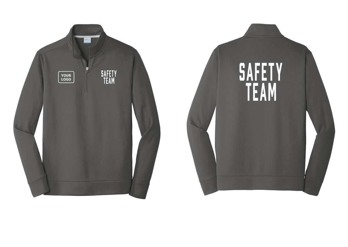 NYC Factory Custom Logo Safety Team Performance Fleece 1/4-Zip Pullover Sweatshirt (Classic) - SAFETY TEAM + Your Logo + Back - Charcoal