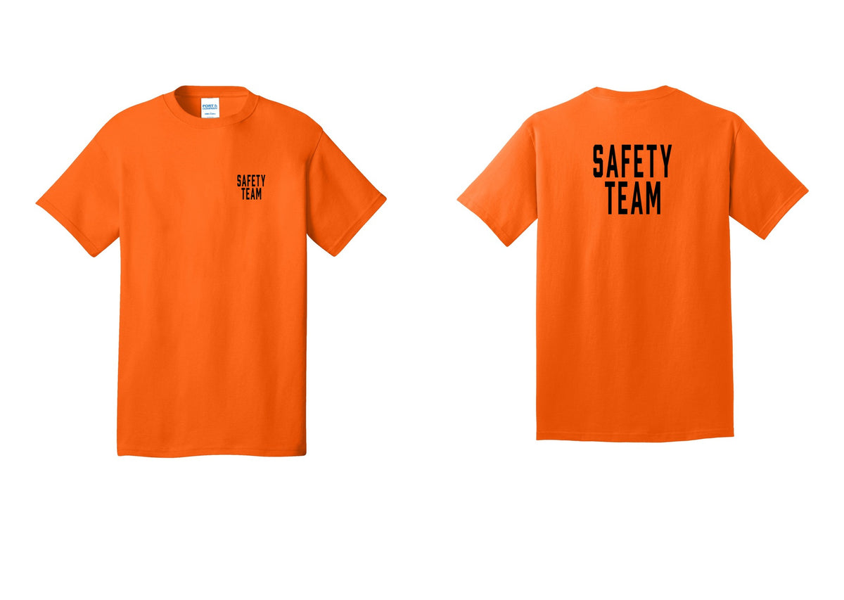 NYC Factory Safety Team T-Shirt for Events, Venues & Volunteers (Classic) - Chest + Back - Safety Orange