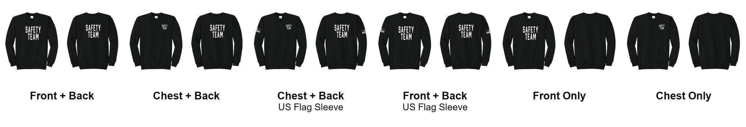 SAFETY TEAM t-shirt print layouts