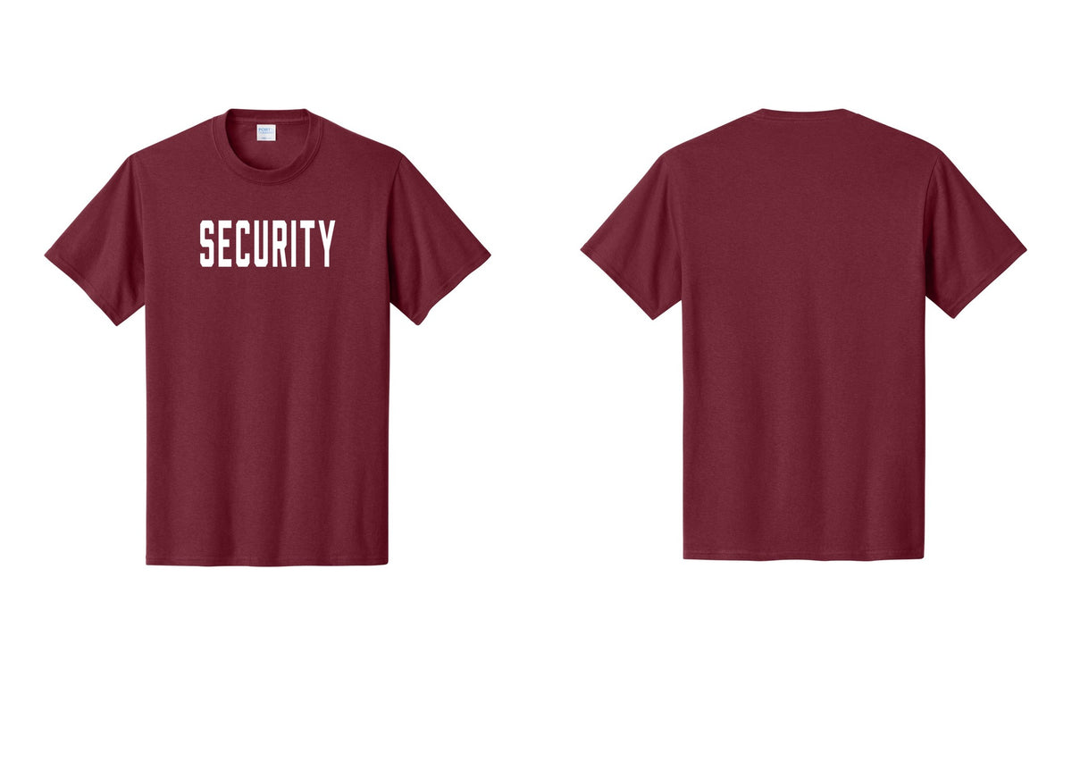 NYC Factory Unisex Security Black T-Shirt - Front Only - Cardinal