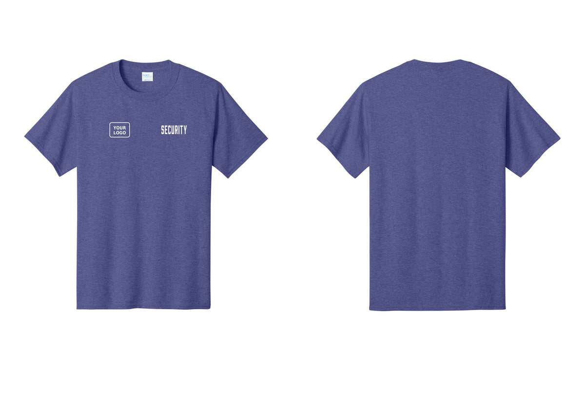 NYC Factory Custom Logo Security T-Shirt, Condensed Lettering - SECURITY + Your Logo - Heather Purple