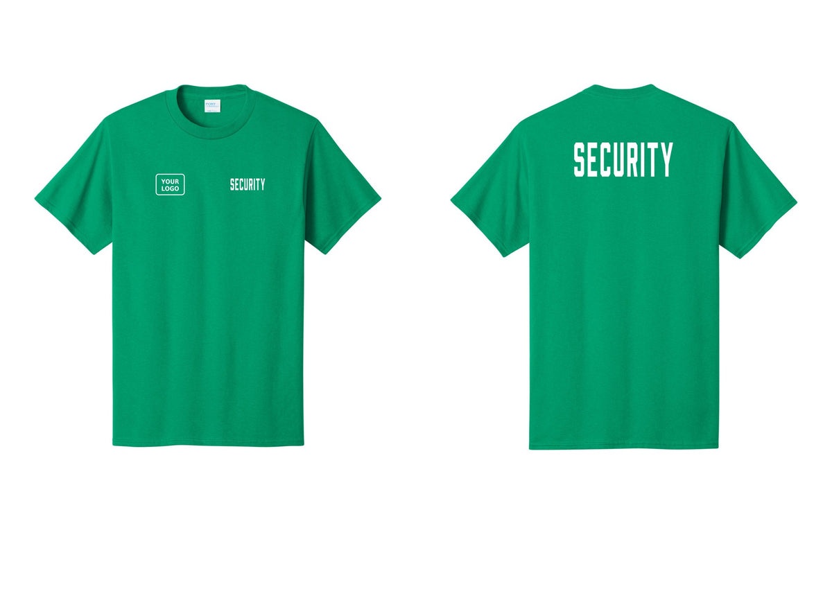NYC Factory Unisex Security Custom Logo Black T-Shirt - SECURITY + Your Logo + Back - Kelly