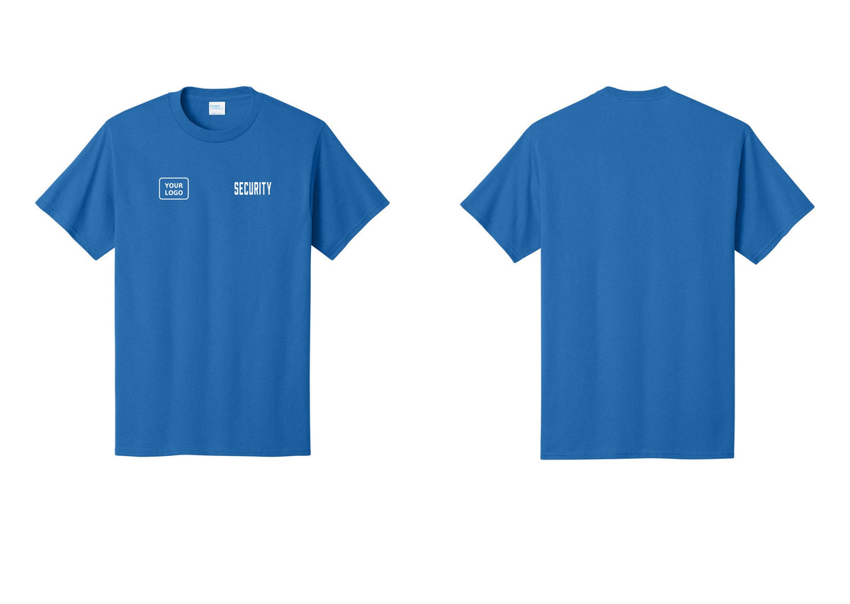 NYC Factory Custom Logo Security T-Shirt, Condensed Lettering - SECURITY + Your Logo - Royal