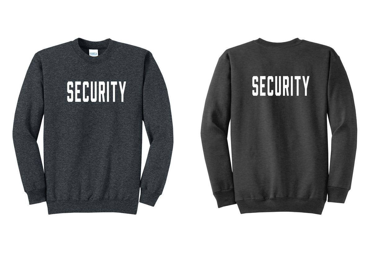 NYC Factory Security Cotton Fleece Crewneck Sweatshirt (Classic) - Front + Back - Dark Heather Grey