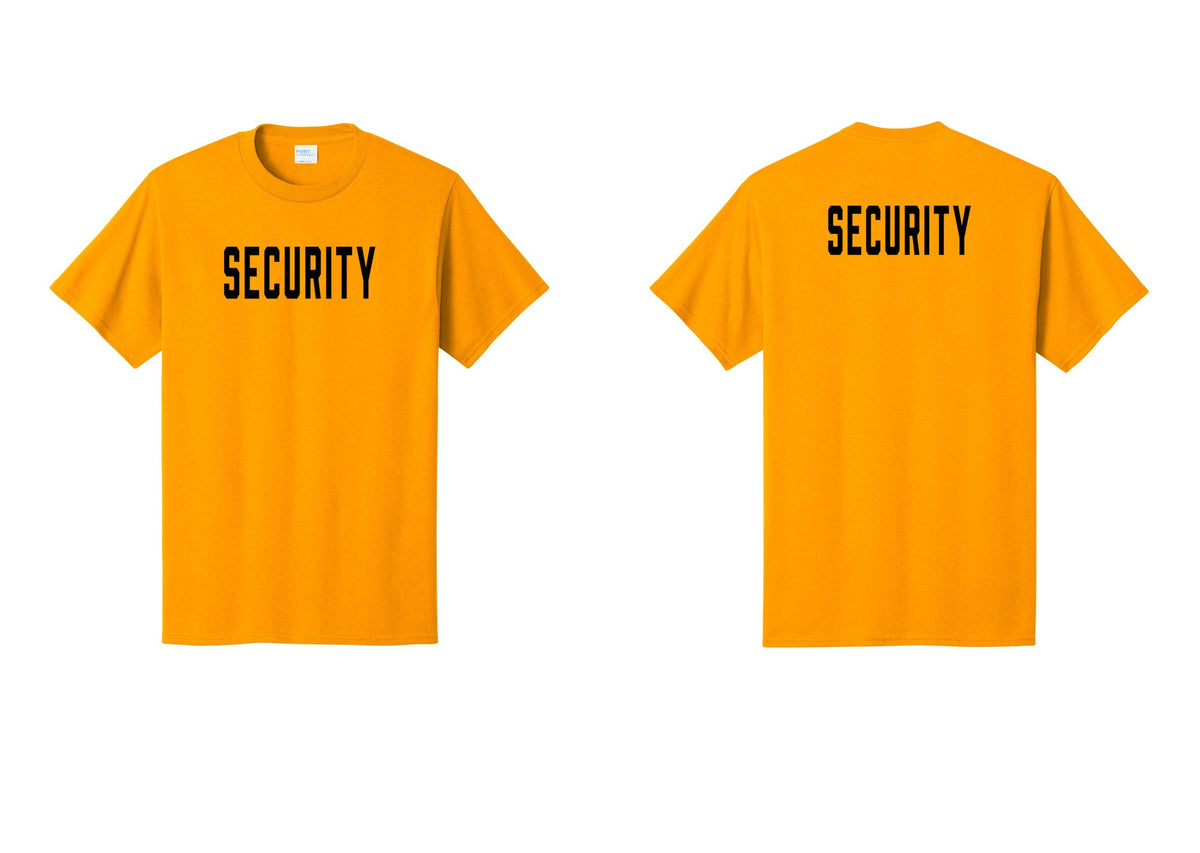 NYC Factory Unisex Security Black T-Shirt - Front + Back - Gold