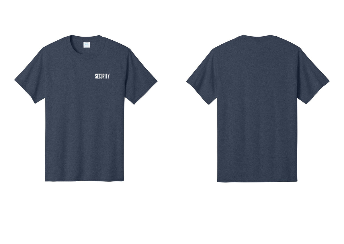 NYC Factory Unisex Security Black T-Shirt - Chest Only - Heather Navy