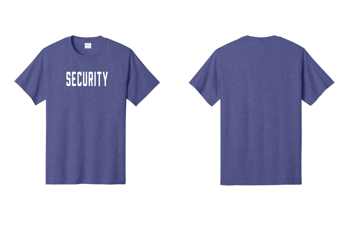 NYC Factory Security T-Shirt, Condensed Lettering - Front Only - Heather Purple