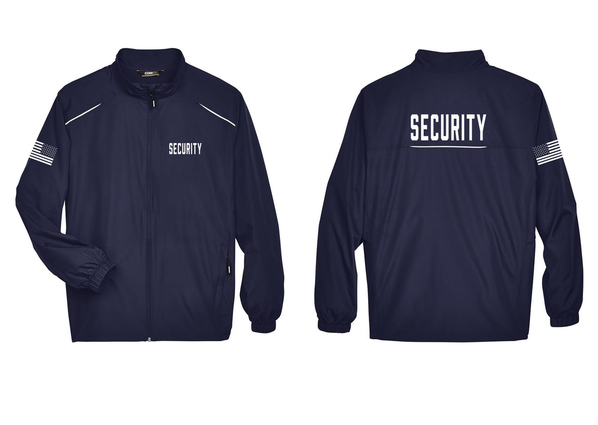 NYC Factory Security Reflective Lightweight Jacket (Classic) - Chest + Back + US Flag Sleeve - Classic Navy